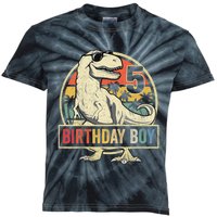 K.i.d.s 5 Year Old Shirt 5th Birthday Boy T Rex Dinosaur Shirt Kids Tie-Dye T-Shirt