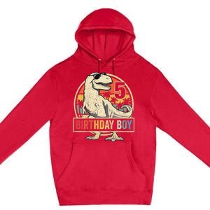 K.i.d.s 5 Year Old Shirt 5th Birthday Boy T Rex Dinosaur Shirt Premium Pullover Hoodie