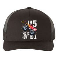 K.i.d.s 5 Year Old Shirt 5th Birthday Boy Monster Truck Car  Yupoong Adult 5-Panel Trucker Hat