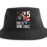 K.i.d.s 5 Year Old Shirt 5th Birthday Boy Monster Truck Car  Sustainable Bucket Hat