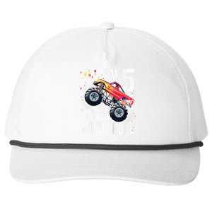 K.i.d.s 5 Year Old Shirt 5th Birthday Boy Monster Truck Car  Snapback Five-Panel Rope Hat