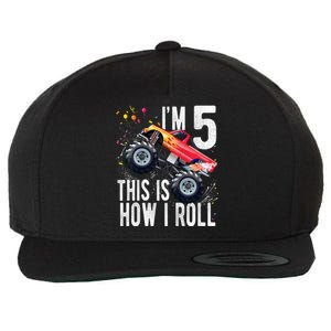 K.i.d.s 5 Year Old Shirt 5th Birthday Boy Monster Truck Car  Wool Snapback Cap