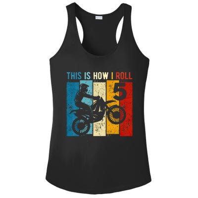 Kids 5 Year Old Birthday Boy Motocross 5th Birthday Dirt Bike Ladies PosiCharge Competitor Racerback Tank