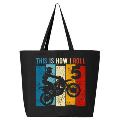 Kids 5 Year Old Birthday Boy Motocross 5th Birthday Dirt Bike 25L Jumbo Tote