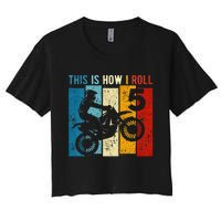 Kids 5 Year Old Birthday Boy Motocross 5th Birthday Dirt Bike Women's Crop Top Tee