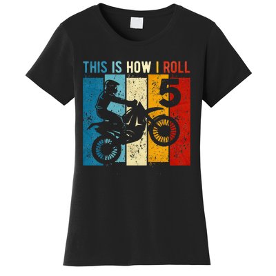 Kids 5 Year Old Birthday Boy Motocross 5th Birthday Dirt Bike Women's T-Shirt