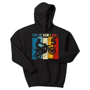 Kids 5 Year Old Birthday Boy Motocross 5th Birthday Dirt Bike Kids Hoodie