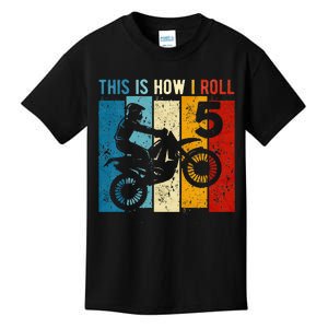 Kids 5 Year Old Birthday Boy Motocross 5th Birthday Dirt Bike Kids T-Shirt