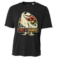 Kids 5 Year Old Dinosaur Birthday 5th T Rex Dino Five Saurus Cooling Performance Crew T-Shirt