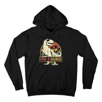 Kids 5 Year Old Dinosaur Birthday 5th T Rex Dino Five Saurus Hoodie