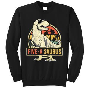 Kids 5 Year Old Dinosaur Birthday 5th T Rex Dino Five Saurus Sweatshirt