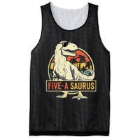 Kids 5 Year Old Dinosaur Birthday 5th T Rex Dino Five Saurus Mesh Reversible Basketball Jersey Tank