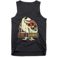 Kids 5 Year Old Dinosaur Birthday 5th T Rex Dino Five Saurus Tank Top