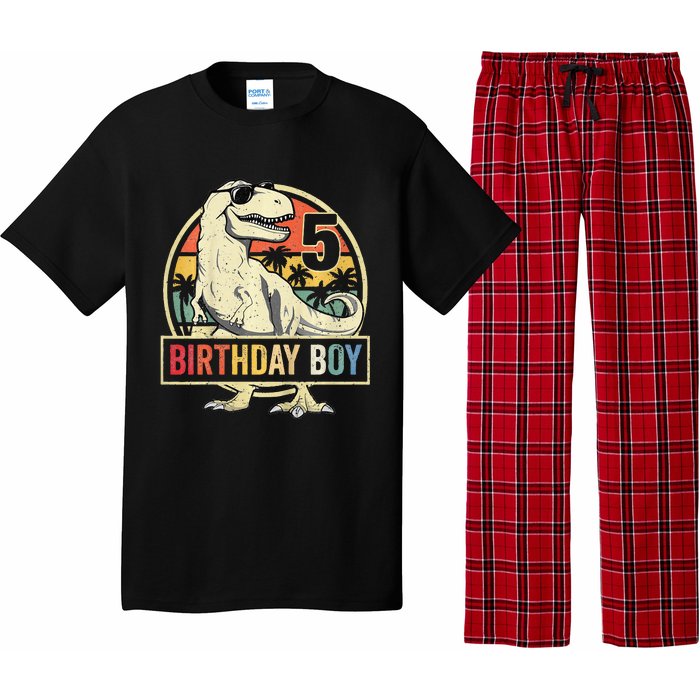 Kids 5 Year Old 5th Birthday Boy T Rex Dinosaur Pajama Set