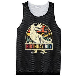 Kids 5 Year Old 5th Birthday Boy T Rex Dinosaur Mesh Reversible Basketball Jersey Tank