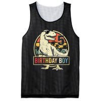 Kids 5 Year Old 5th Birthday Boy T Rex Dinosaur Mesh Reversible Basketball Jersey Tank