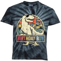 Kids 5 Year Old 5th Birthday Boy T Rex Dinosaur Kids Tie-Dye T-Shirt