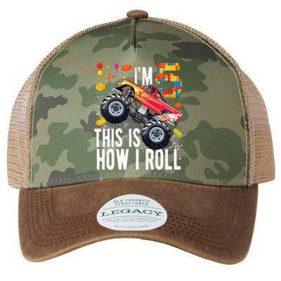 Kids 5 Year Old Building Blocks Monster Truck 5th Birthday Boy Legacy Tie Dye Trucker Hat