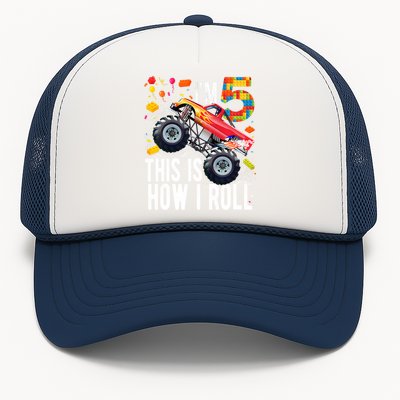 Kids 5 Year Old Building Blocks Monster Truck 5th Birthday Boy Trucker Hat