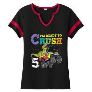 K.i.d.s 5 Years Old 5th Birthday Dinosaur Trex Shirt boy girl gifts Ladies Halftime Notch Neck Tee