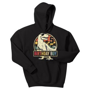 Kids 5 Year Old 5th Birthday Boy T Rex Dinosaur Kids Hoodie