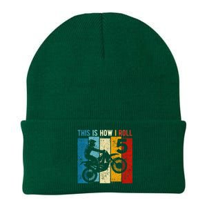 Kids 5 Year Old Birthday Boy Motocross 5th Birthday Dirt Bike Knit Cap Winter Beanie