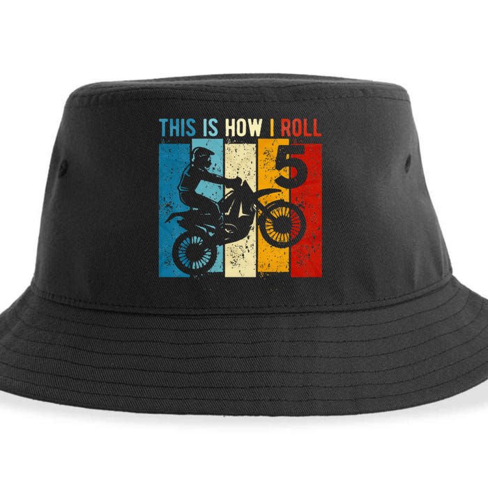 Kids 5 Year Old Birthday Boy Motocross 5th Birthday Dirt Bike Sustainable Bucket Hat