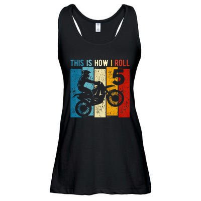 Kids 5 Year Old Birthday Boy Motocross 5th Birthday Dirt Bike Ladies Essential Flowy Tank