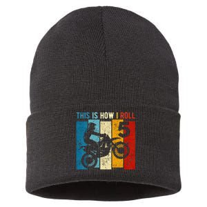 Kids 5 Year Old Birthday Boy Motocross 5th Birthday Dirt Bike Sustainable Knit Beanie