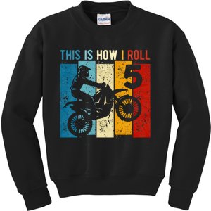 Kids 5 Year Old Birthday Boy Motocross 5th Birthday Dirt Bike Kids Sweatshirt