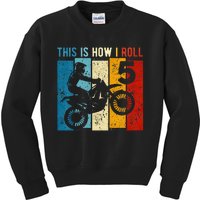 Kids 5 Year Old Birthday Boy Motocross 5th Birthday Dirt Bike Kids Sweatshirt