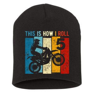 Kids 5 Year Old Birthday Boy Motocross 5th Birthday Dirt Bike Short Acrylic Beanie