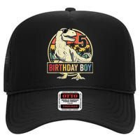 Kids 5 Year Old 5th Birthday Boy T Rex Dinosaur High Crown Mesh Back Trucker Hat