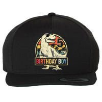 Kids 5 Year Old 5th Birthday Boy T Rex Dinosaur Wool Snapback Cap