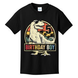 Kids 5 Year Old 5th Birthday Boy T Rex Dinosaur Kids T-Shirt