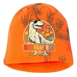 Kids 5 Year Old 5th Birthday Boy T Rex Dinosaur Kati - Camo Knit Beanie