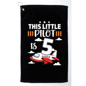 Kids 5 Year Old Boy Girl Airplane Pilot 5th Birthday Aircraft Platinum Collection Golf Towel