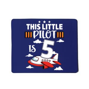 Kids 5 Year Old Boy Girl Airplane Pilot 5th Birthday Aircraft Mousepad