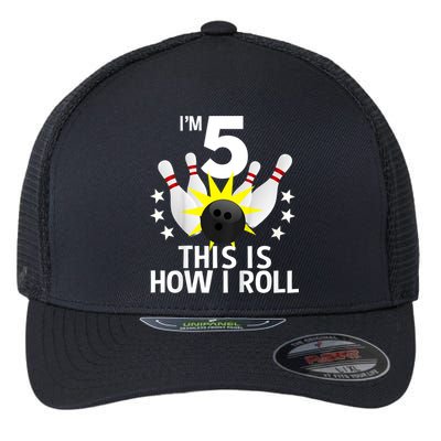 Kids 5 Year Old Bowling Birthday Party How I Roll 5th Flexfit Unipanel Trucker Cap