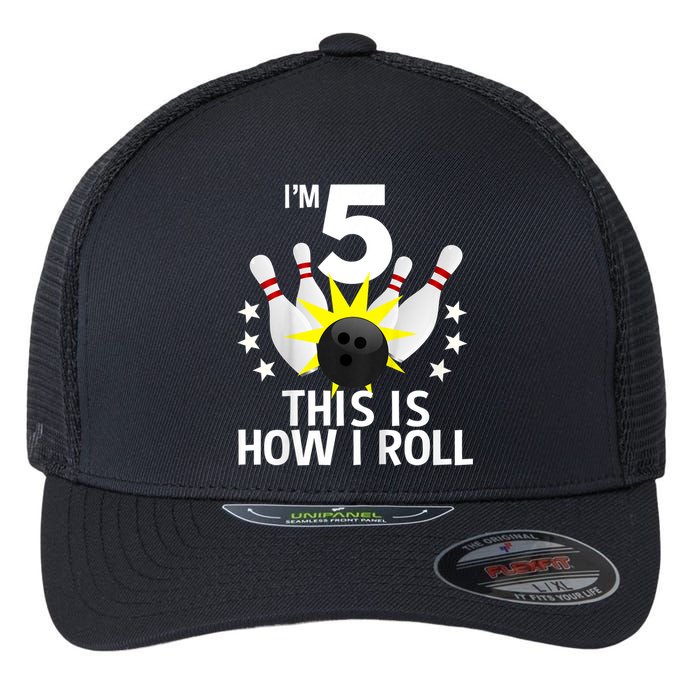 Kids 5 Year Old Bowling Birthday Party How I Roll 5th Flexfit Unipanel Trucker Cap