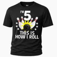 Kids 5 Year Old Bowling Birthday Party How I Roll 5th Cooling Performance Crew T-Shirt