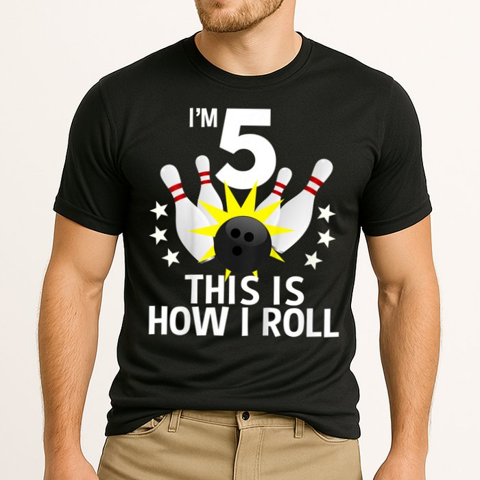 Kids 5 Year Old Bowling Birthday Party How I Roll 5th Cooling Performance Crew T-Shirt