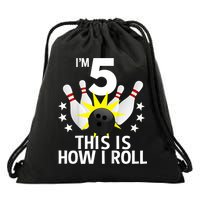 Kids 5 Year Old Bowling Birthday Party How I Roll 5th Drawstring Bag