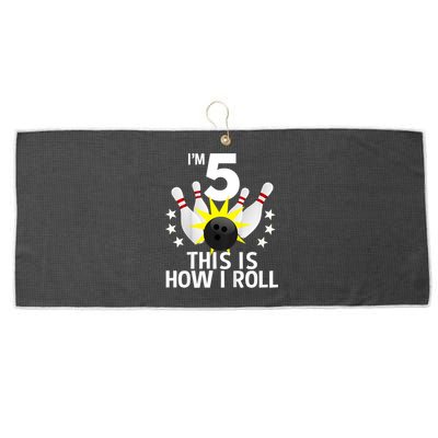 Kids 5 Year Old Bowling Birthday Party How I Roll 5th Large Microfiber Waffle Golf Towel
