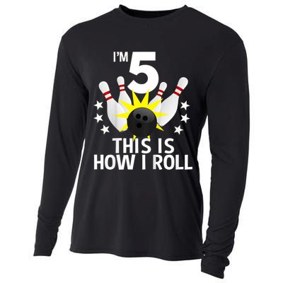 Kids 5 Year Old Bowling Birthday Party How I Roll 5th Cooling Performance Long Sleeve Crew