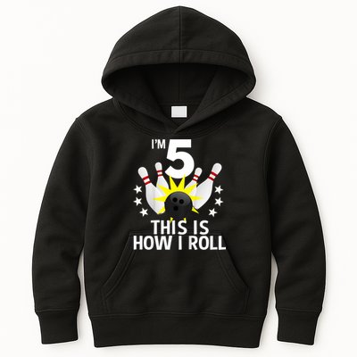 Kids 5 Year Old Bowling Birthday Party How I Roll 5th Kids Hoodie