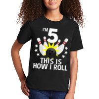 Kids 5 Year Old Bowling Birthday Party How I Roll 5th Kids T-Shirt