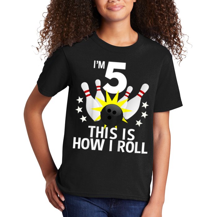 Kids 5 Year Old Bowling Birthday Party How I Roll 5th Kids T-Shirt