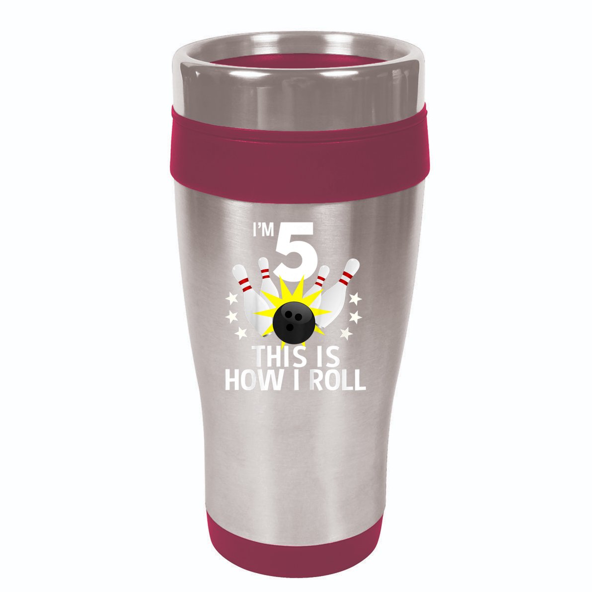 Kids 5 Year Old Bowling Birthday Party How I Roll 5th 16oz Travel Tumbler