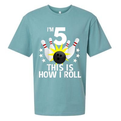 Kids 5 Year Old Bowling Birthday Party How I Roll 5th Sueded Cloud Jersey T-Shirt